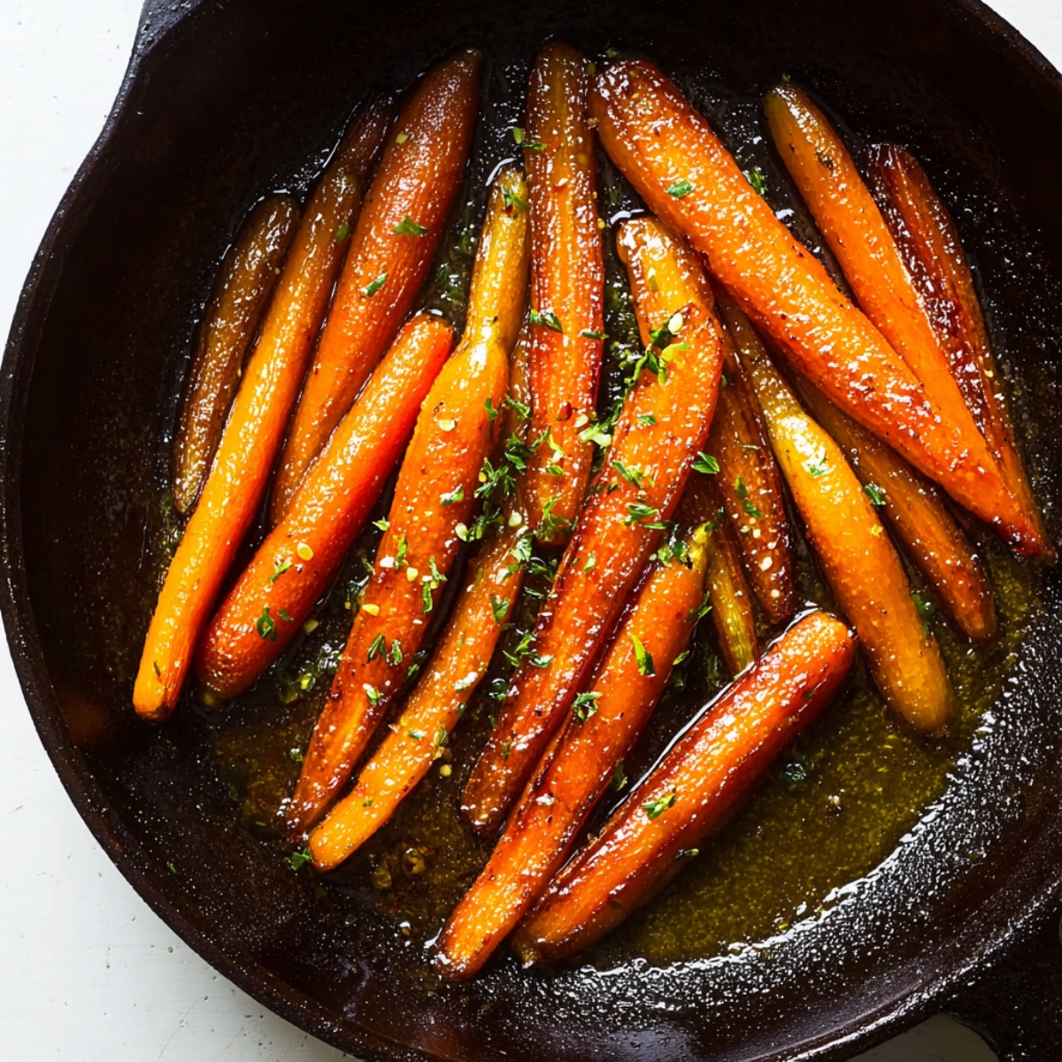 Best 5-Ingredient Brown Sugar Glazed Carrots Recipe 13 The skillet filled with cooked carrots, now partially glazed, and brown sugar sprinkled over them. The caramelization process is starting to take place, with the brown sugar dissolving into the butter, giving the carrots a sweet and shiny finish.