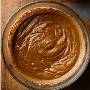 Easy Gingerbread Cake Recipe | Moist & Perfectly Spiced 17 Glass bowl filled with smooth, thick gingerbread cake batter ready for baking.