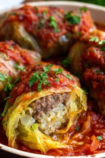 Cabbage Rolls Recipe 7 cabbage rolls recipe Close-up of cabbage rolls with a rich tomato sauce and herbs, showing the stuffed filling.